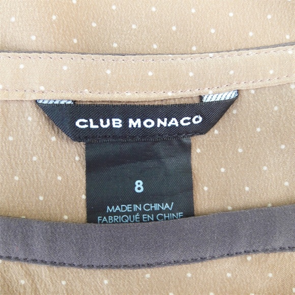SILK Club Monaco Beige Dress Polka Micro Dot Boat Neck Drawstring 8 - Picture 3 of 7